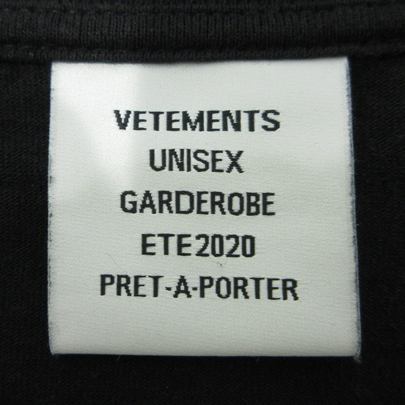 VETEMENTS | ヴェトモンベトモン Barcode Patch Logo Print L/S Tee バーコードパッチロゴプリントL/STシャツ 20SS ロゴプリント長袖Tシャツ 長袖Ｔシャツ SS20TR190 ブラック サイズ：XL【三重本店】