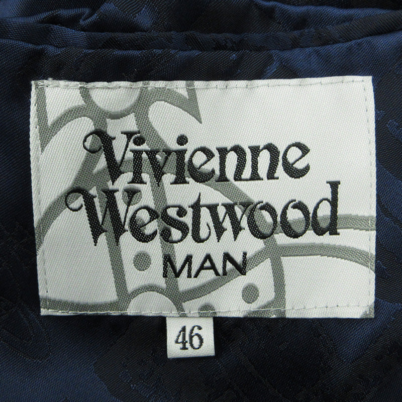 Vivienne Westwood | ヴィヴィアンウエストウッド アシンメトリックスカジャン バック刺繍スーベニアジャケット オーブ刺繍 スーベニアジャケット VW-LP-85276 ネイビー サイズ：46【三重本店】