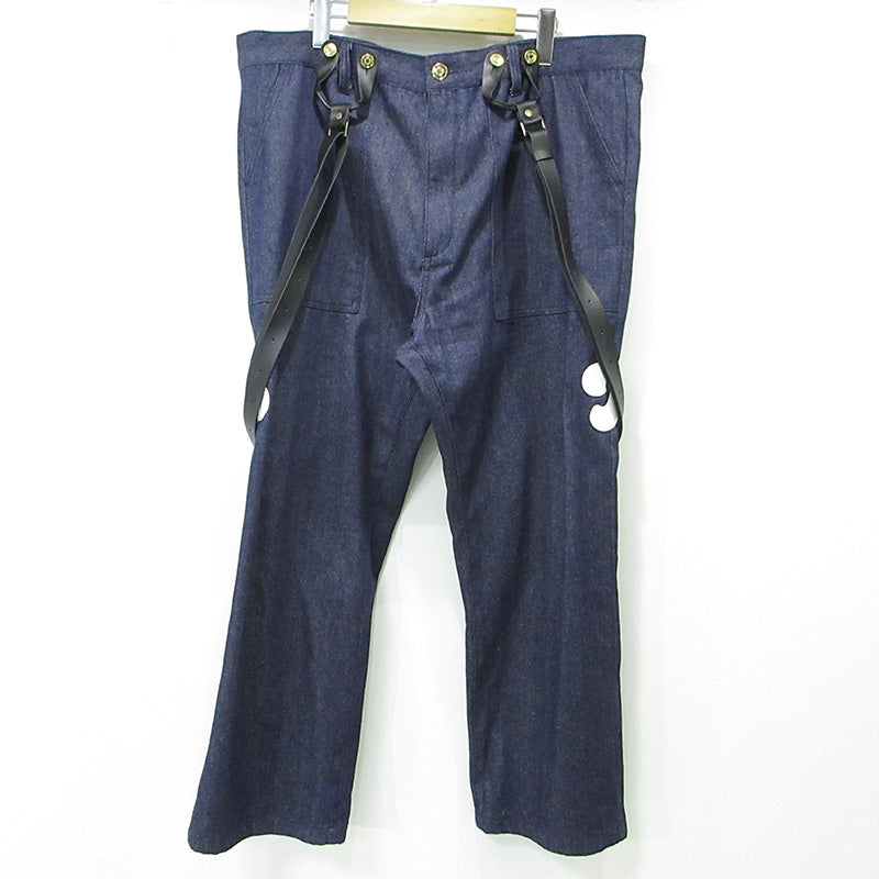 BECOME TREE | ビカムツリー LIGHT OZ SUSPENDER PANTS ライトオンスサスペンダーパンツ ロゴワッペンジップフライデニムパンツ デニムパンツ BT-7503 ネイビー インディゴ サイズ：L【三重本店】