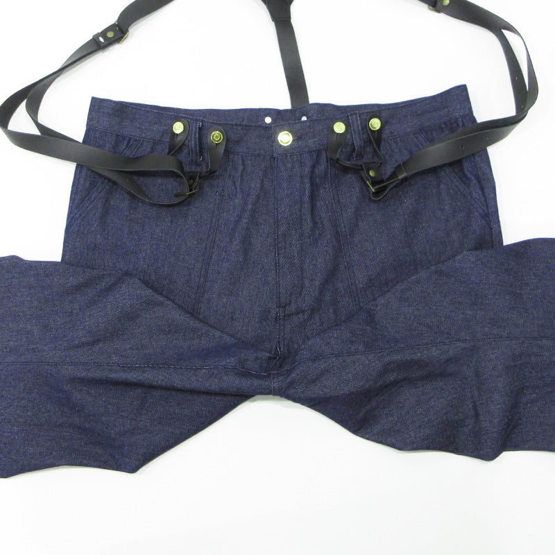 BECOME TREE | ビカムツリー LIGHT OZ SUSPENDER PANTS ライトオンスサスペンダーパンツ ロゴワッペンジップフライデニムパンツ デニムパンツ BT-7503 ネイビー インディゴ サイズ：L【三重本店】