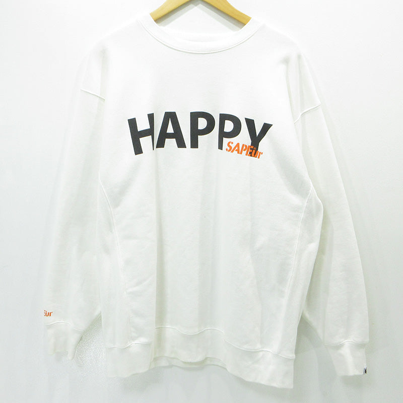 SAPEur | サプール Everyday Happyスウェット ロゴプリント裏起毛長袖スウェットシャツ スウェット ホワイト サイズ：XXL【三重本店】
