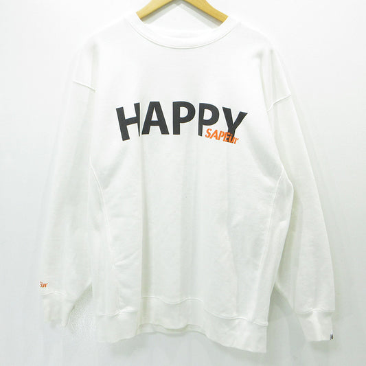 SAPEur | サプール Everyday Happyスウェット ロゴプリント裏起毛長袖スウェットシャツ スウェット ホワイト サイズ：XXL【三重本店】