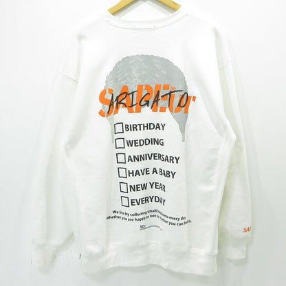 SAPEur | サプール Everyday Happyスウェット ロゴプリント裏起毛長袖スウェットシャツ スウェット ホワイト サイズ：XXL【三重本店】