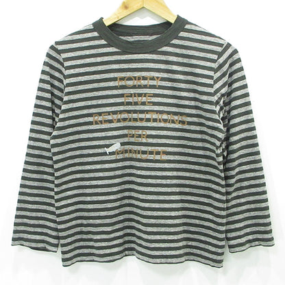 45rpm | ４５アールピーエム ボーダー天竺プリントの四角Tシャツ 45R 総柄長袖Tシャツ ボーダー柄 長袖Ｔシャツ 70170021-63-02 カーキグリーン×グレー サイズ：2【三重本店】