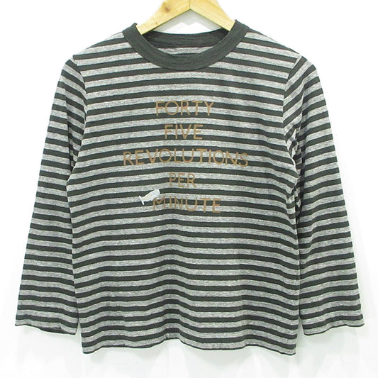 45rpm | ４５アールピーエム ボーダー天竺プリントの四角Tシャツ 45R 総柄長袖Tシャツ ボーダー柄 長袖Ｔシャツ 70170021-63-02 カーキグリーン×グレー サイズ：2【三重本店】