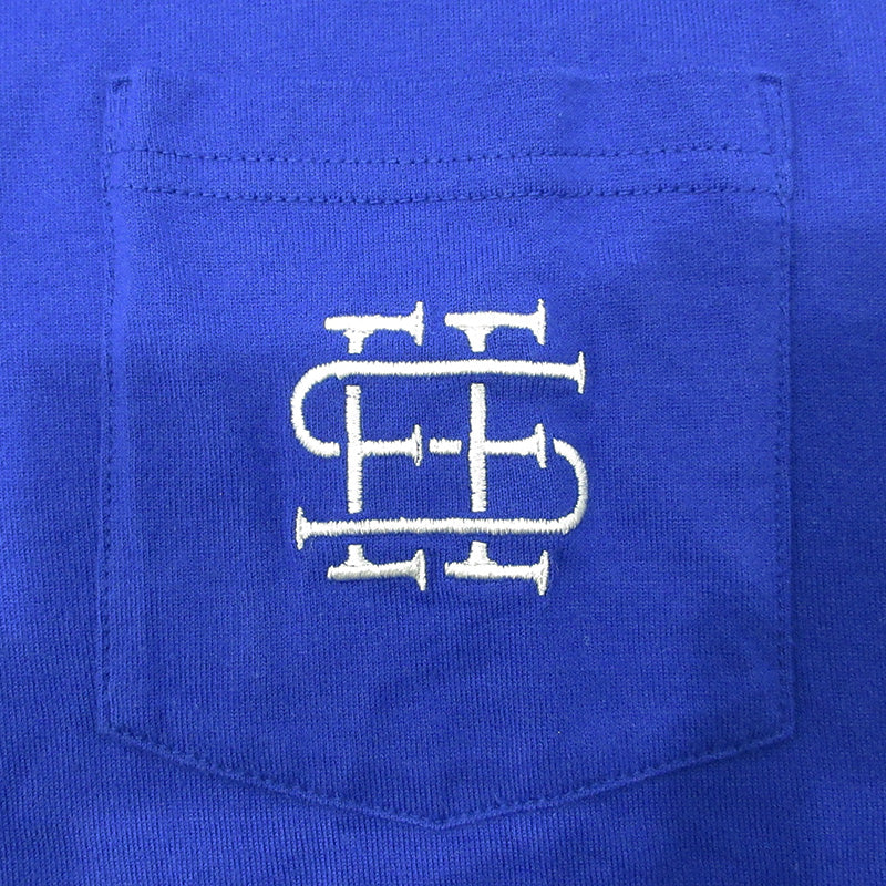 SEE SEE | シーシー SUPER BIG FLAT POCKET TEE スーパービッグフラットポケットTシャツ 胸ポケット付きロゴ刺繍半袖Tシャツ 半袖Ｔシャツ BSMA5-SS25-781 ブルー サイズ：L【三重本店】