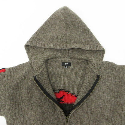 STUSSY | ステューシー × DENIM TEARS デニムティアーズ CARDIGAN KNIT SWEATER カーディガンニットセーター The Liberty Rock 総柄ウールニットジップパーカー ニット 317009 ブラウン サイズ：M【三重本店】