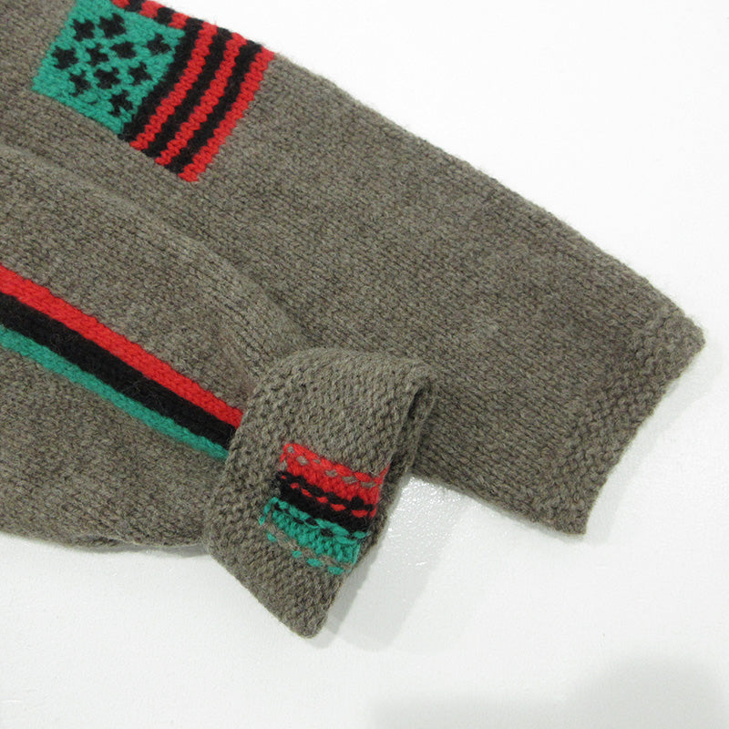 STUSSY | ステューシー × DENIM TEARS デニムティアーズ CARDIGAN KNIT SWEATER カーディガンニットセーター The Liberty Rock 総柄ウールニットジップパーカー ニット 317009 ブラウン サイズ：M【三重本店】