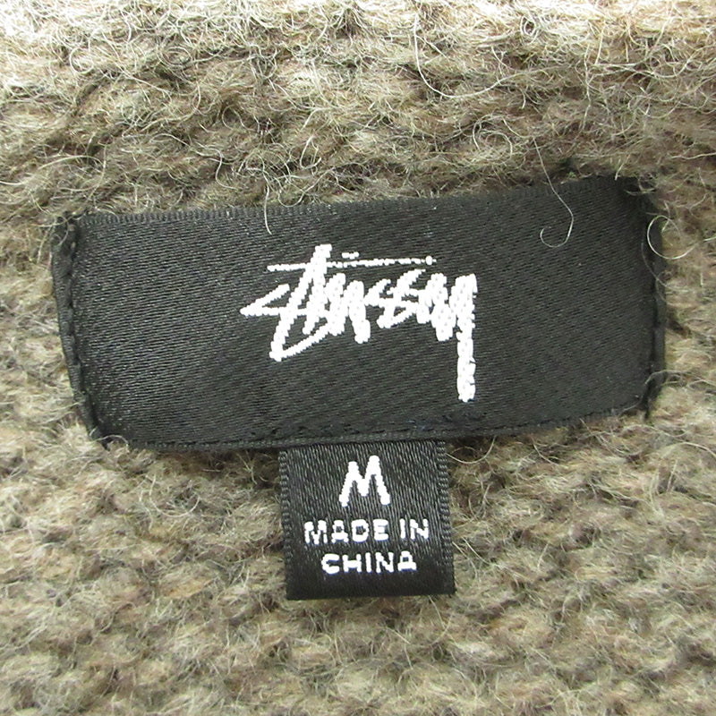 STUSSY | ステューシー × DENIM TEARS デニムティアーズ CARDIGAN KNIT SWEATER カーディガンニットセーター The Liberty Rock 総柄ウールニットジップパーカー ニット 317009 ブラウン サイズ：M【三重本店】