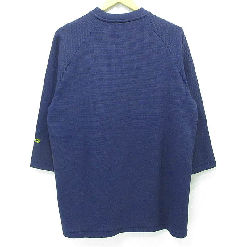 A BATHING APE | アベイシングエイプ B-ball TEE ロゴ刺繍ワッフル七分袖シャツ 長袖シャツ カットソー ネイビー サイズ：XL【三重本店】