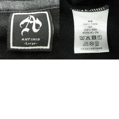 ANTIMID | アンチミッド Studs Hoodie スタッズフーディ USED加工長袖パーカー ダメージ加工 サムホール袖 パーカー ブラック サイズ：L【三重本店】