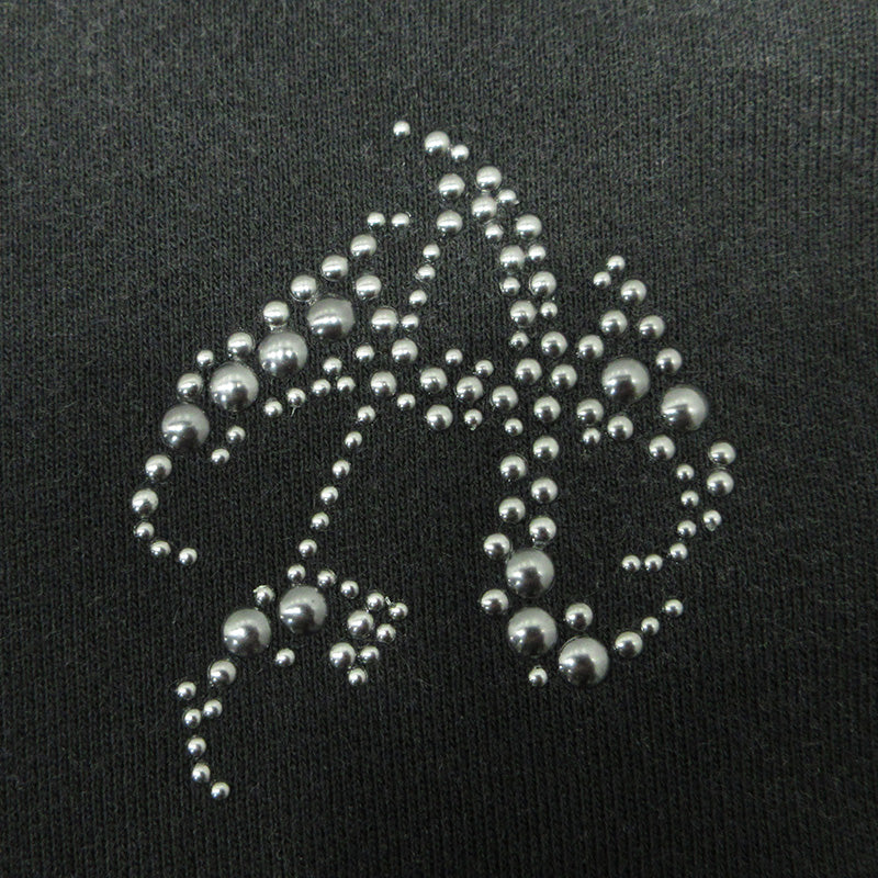 ANTIMID | アンチミッド Studs Hoodie スタッズフーディ USED加工長袖パーカー ダメージ加工 サムホール袖 パーカー ブラック サイズ：L【三重本店】