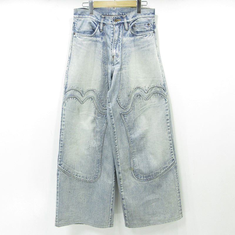 SUGARHILL | シュガーヒル FADED MODERN DENIM WESTERN WIDE TROUSERS フェードモダンデニムウエスタンワイドトラウザーズ USED加工ジップフライデニムパンツ ダメージ加工 ルーズフィット ワイド デニムパンツ ブルー サイズ：不明【三重本店】
