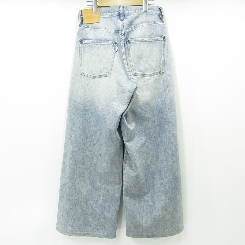 SUGARHILL | シュガーヒル FADED MODERN DENIM WESTERN WIDE TROUSERS フェードモダンデニムウエスタンワイドトラウザーズ USED加工ジップフライデニムパンツ ダメージ加工 ルーズフィット ワイド デニムパンツ ブルー サイズ：不明【三重本店】