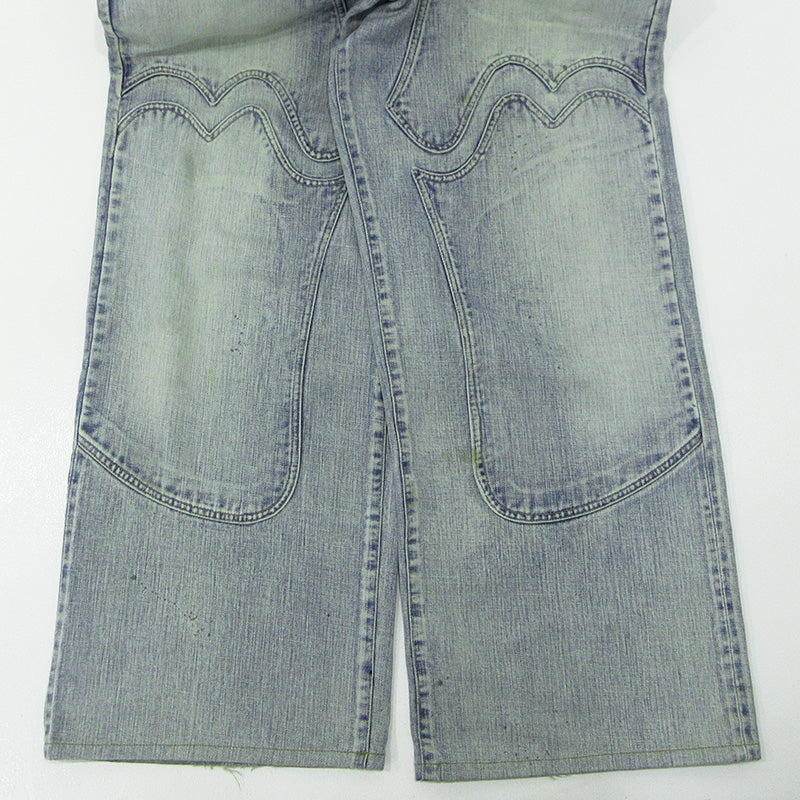 SUGARHILL | シュガーヒル FADED MODERN DENIM WESTERN WIDE TROUSERS フェードモダンデニムウエスタンワイドトラウザーズ USED加工ジップフライデニムパンツ ダメージ加工 ルーズフィット ワイド デニムパンツ ブルー サイズ：不明【三重本店】