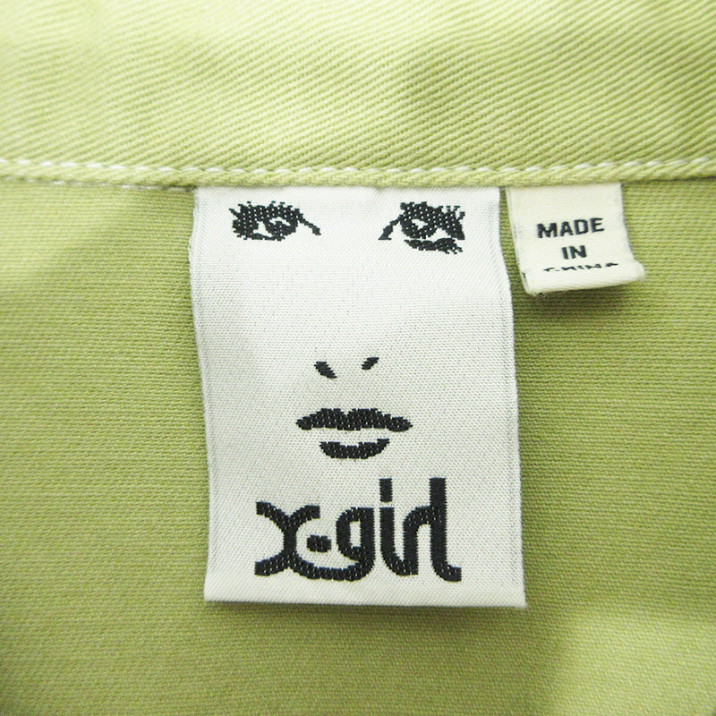 X-girl | エックスガール FACEロゴ刺繍半袖シャツ 半袖シャツ 105212014006 カーキグリーン ライトグリーン サイズ：M【三重本店】