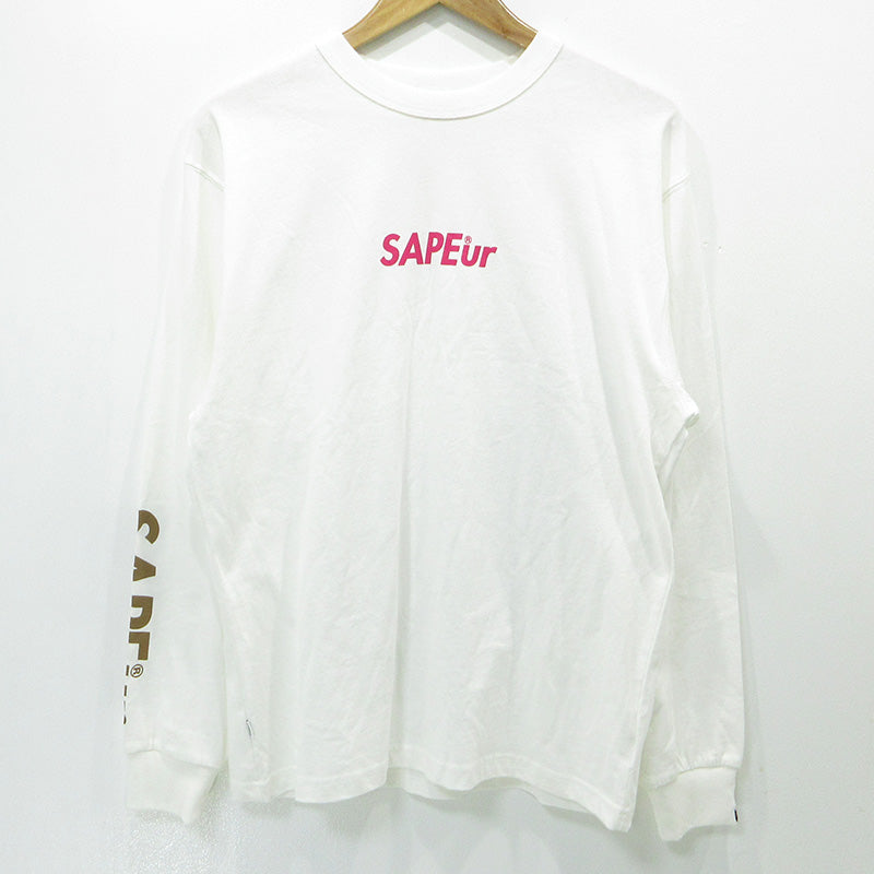 SAPEur | サプール ロッドマン半袖Tシャツ 桜 花柄 ロゴプリント 長袖Ｔシャツ ホワイト×ピンク サイズ：M【三重本店】