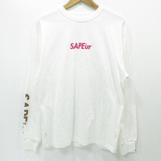 SAPEur | サプール ロッドマン半袖Tシャツ 桜 花柄 ロゴプリント 長袖Ｔシャツ ホワイト×ピンク サイズ：M【三重本店】