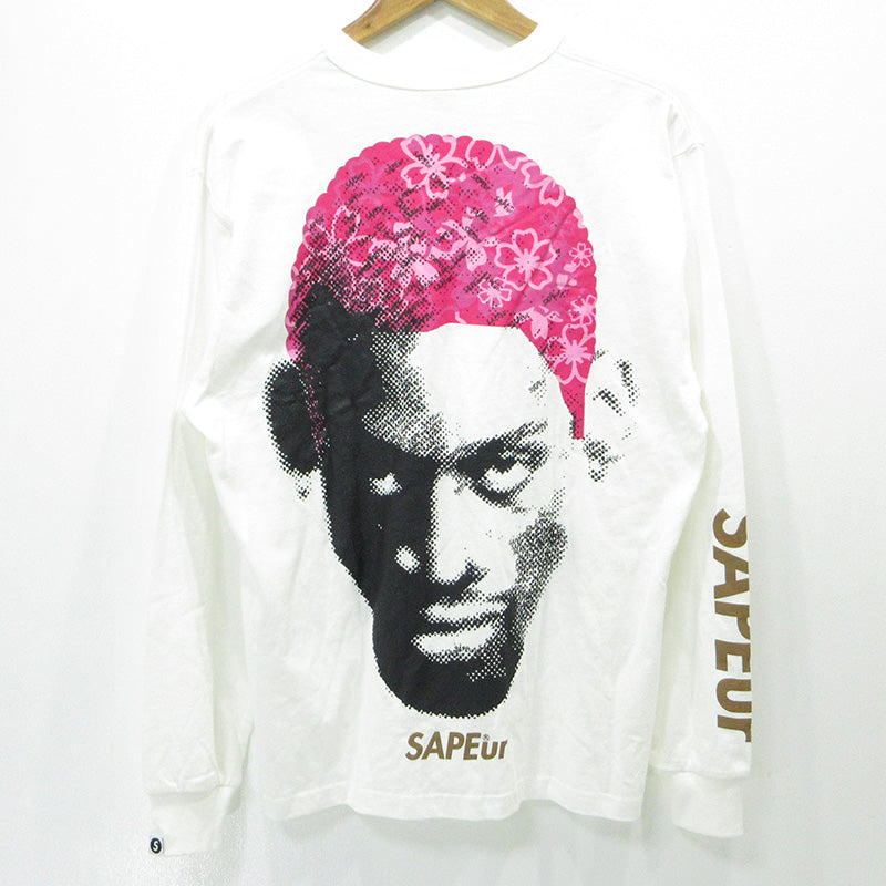 SAPEur | サプール ロッドマン半袖Tシャツ 桜 花柄 ロゴプリント 長袖Ｔシャツ ホワイト×ピンク サイズ：M【三重本店】