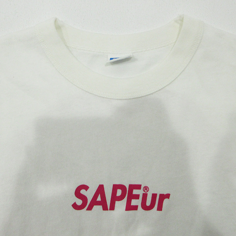 SAPEur | サプール ロッドマン半袖Tシャツ 桜 花柄 ロゴプリント 長袖Ｔシャツ ホワイト×ピンク サイズ：M【三重本店】