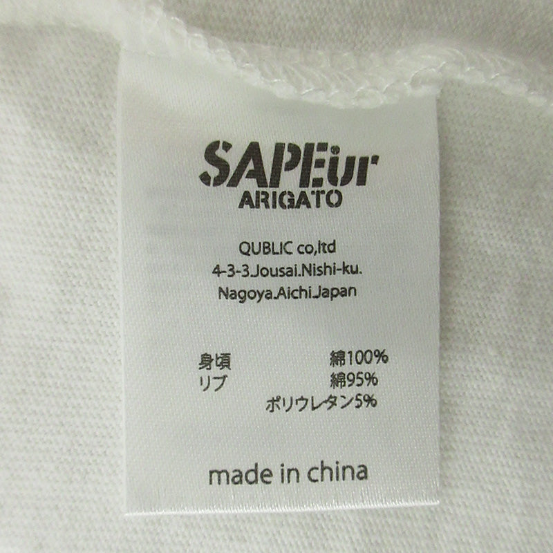 SAPEur | サプール × 浜田雅功 HAMADA MUSIC CAMP ミュージックチャンプ ハマダ長袖Tシャツ ロゴプリント 長袖Ｔシャツ ホワイト サイズ：L【三重本店】