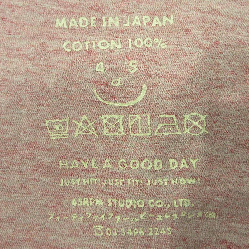 45rpm | ４５アールピーエム 天竺のフレアTシャツ ロゴ刺繍長袖Tシャツ 長袖Ｔシャツ 50370822-43-00 ピンク サイズ：不明【三重本店】