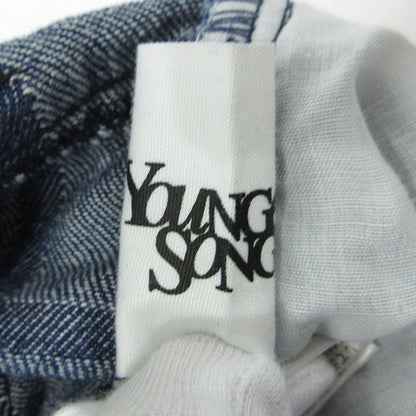 youngersong | ヤンガーソング 総柄USED加工パンツ チェック柄ジップフライデニムパンツ ロゴ刺繍 ダメージ加工 その他ボトムス AZR-YNG-0001-012 ネイビー サイズ：S【三重本店】