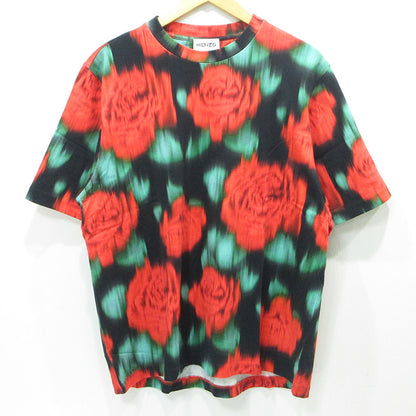 KENZO | ケンゾー Floral Blur Effect フローラルブラーエフェクト 総柄半袖Tシャツ 虎刺繍 フラワープリント 花柄 半袖Ｔシャツ FB55TS0824SI ブラック×レッド サイズ：M【三重本店】