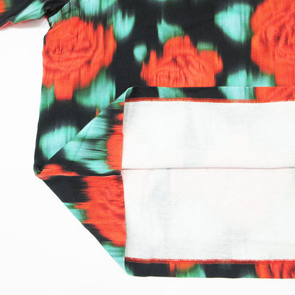 KENZO | ケンゾー Floral Blur Effect フローラルブラーエフェクト 総柄半袖Tシャツ 虎刺繍 フラワープリント 花柄 半袖Ｔシャツ FB55TS0824SI ブラック×レッド サイズ：M【三重本店】