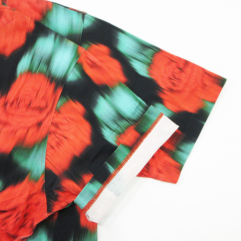 KENZO | ケンゾー Floral Blur Effect フローラルブラーエフェクト 総柄半袖Tシャツ 虎刺繍 フラワープリント 花柄 半袖Ｔシャツ FB55TS0824SI ブラック×レッド サイズ：M【三重本店】
