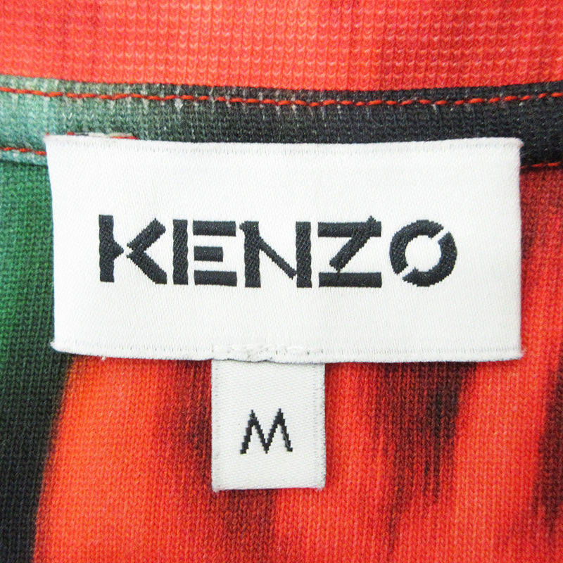 KENZO | ケンゾー Floral Blur Effect フローラルブラーエフェクト 総柄半袖Tシャツ 虎刺繍 フラワープリント 花柄 半袖Ｔシャツ FB55TS0824SI ブラック×レッド サイズ：M【三重本店】