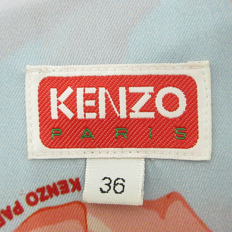 KENZO | ケンゾー クロップド丈ドロップショルダーシャツ 総柄半袖シャツ フラワープリント ローズ 薔薇 半袖シャツ FE52CH2469O1 ブルー サイズ：36【三重本店】
