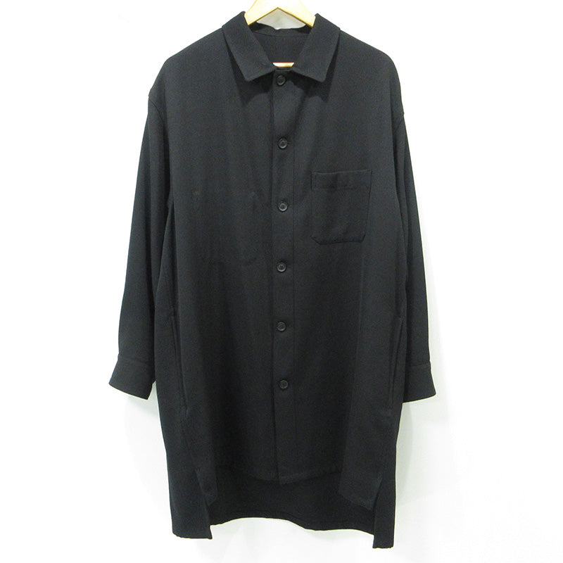 Yohji Yamamoto POUR HOMME | ヨウジヤマモトプールオム ARMY GABARDINE アーミーギャバジンビッグブラウス ウール長袖シャツジャケット その他アウター HJ-B02-101 ブラック サイズ：2【三重本店】
