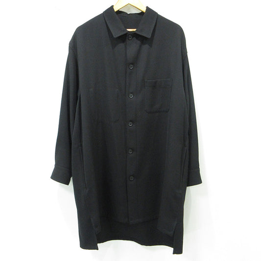 Yohji Yamamoto POUR HOMME | ヨウジヤマモトプールオム ARMY GABARDINE アーミーギャバジンビッグブラウス ウール長袖シャツジャケット その他アウター HJ-B02-101 ブラック サイズ：2【三重本店】