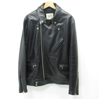 666 | ロクロクロク LJM-8 フロントフラップライダースジャケット カウレザーダブルライダースジャケット レザー ブラック サイズ：42【三重本店】