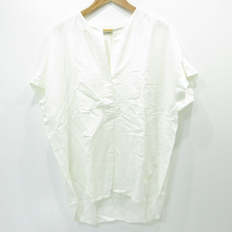 JOURNAL STANDARD | ジャーナルスタンダード レーヨン麻ノーカラーブラウス Vネックプルオーバー半袖シャツ ブラウス 22051400900110 ホワイト サイズ：FreeSize【三重本店】