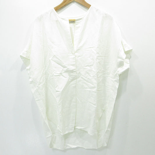 JOURNAL STANDARD | ジャーナルスタンダード レーヨン麻ノーカラーブラウス Vネックプルオーバー半袖シャツ ブラウス 22051400900110 ホワイト サイズ：FreeSize【三重本店】