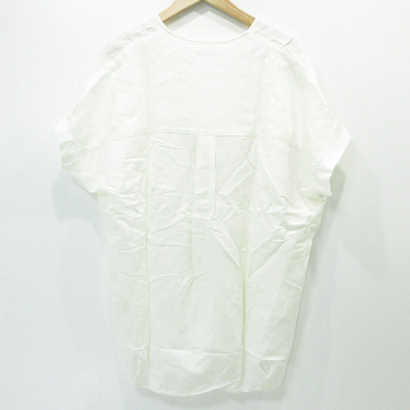 JOURNAL STANDARD | ジャーナルスタンダード レーヨン麻ノーカラーブラウス Vネックプルオーバー半袖シャツ ブラウス 22051400900110 ホワイト サイズ：FreeSize【三重本店】