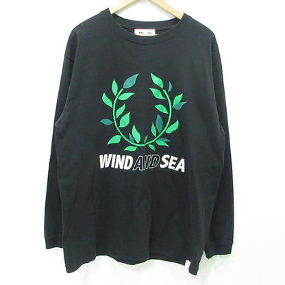 WIND AND SEA | ウィンダンシーウインダンシー × TRANSPORT トランスポート 月桂樹長袖Tシャツ ロゴプリント 長袖Ｔシャツ WDS-TRSP-01 ブラック サイズ：XL【三重本店】