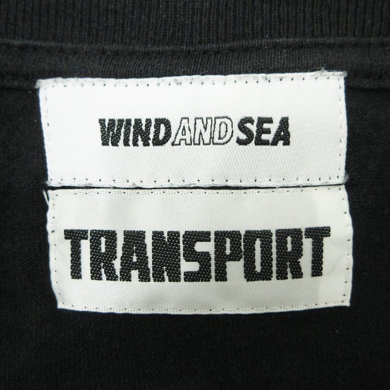 WIND AND SEA | ウィンダンシーウインダンシー × TRANSPORT トランスポート 月桂樹長袖Tシャツ ロゴプリント 長袖Ｔシャツ WDS-TRSP-01 ブラック サイズ：XL【三重本店】