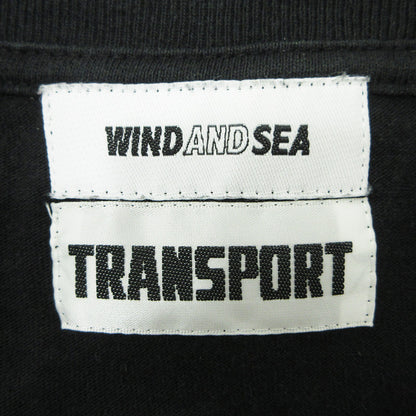 WIND AND SEA | ウィンダンシーウインダンシー × TRANSPORT トランスポート 月桂樹長袖Tシャツ ロゴプリント 長袖Ｔシャツ WDS-TRSP-01 ブラック サイズ：XL【三重本店】