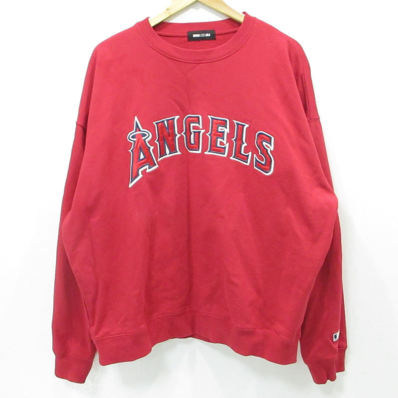 WIND AND SEA | ウィンダンシーウインダンシー × ANGELS エンジェルス MLB ロゴ長袖スウェットシャツ トレーナー スウェット WDS-C-MLB5-24-Q1-06 レッド サイズ：XL【三重本店】
