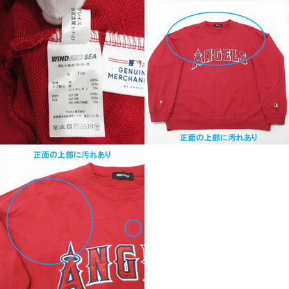 WIND AND SEA | ウィンダンシーウインダンシー × ANGELS エンジェルス MLB ロゴ長袖スウェットシャツ トレーナー スウェット WDS-C-MLB5-24-Q1-06 レッド サイズ：XL【三重本店】