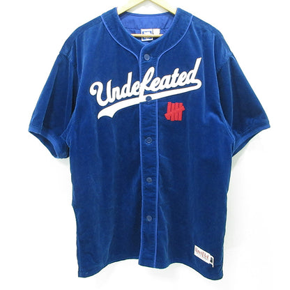 UNDEFEATED | アンディフィーテッド CORD S/S BASEBALL JERSEY コーデュロイベースボールシャツ ロゴ半袖シャツ ファイブストライクス 半袖シャツ ブルー ネイビー サイズ：L【三重本店】