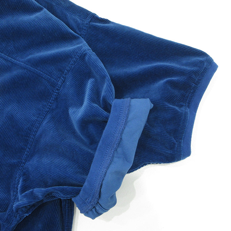 UNDEFEATED | アンディフィーテッド CORD S/S BASEBALL JERSEY コーデュロイベースボールシャツ ロゴ半袖シャツ ファイブストライクス 半袖シャツ ブルー ネイビー サイズ：L【三重本店】