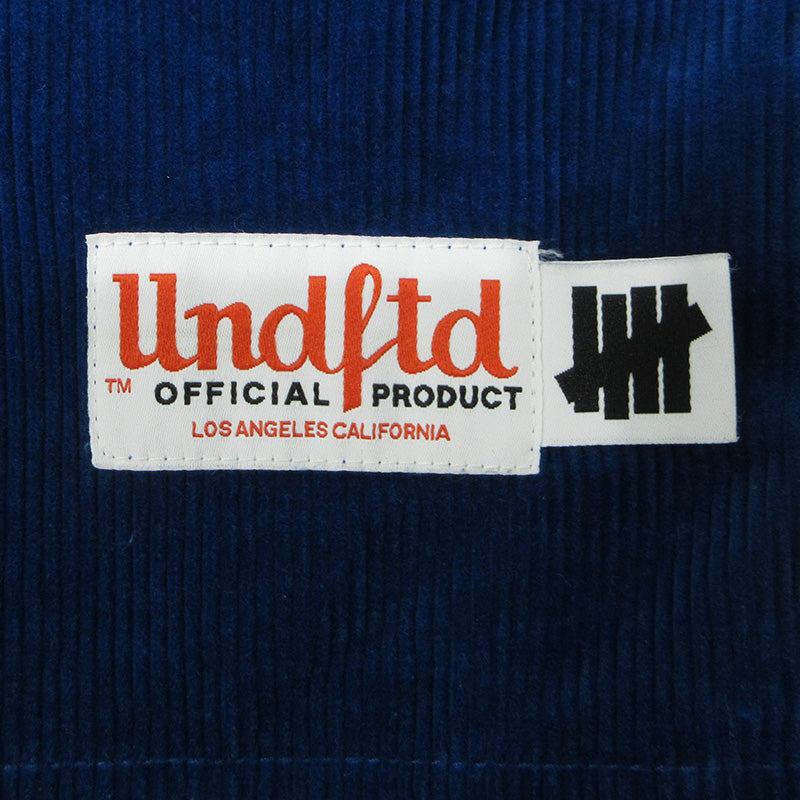 UNDEFEATED | アンディフィーテッド CORD S/S BASEBALL JERSEY コーデュロイベースボールシャツ ロゴ半袖シャツ ファイブストライクス 半袖シャツ ブルー ネイビー サイズ：L【三重本店】