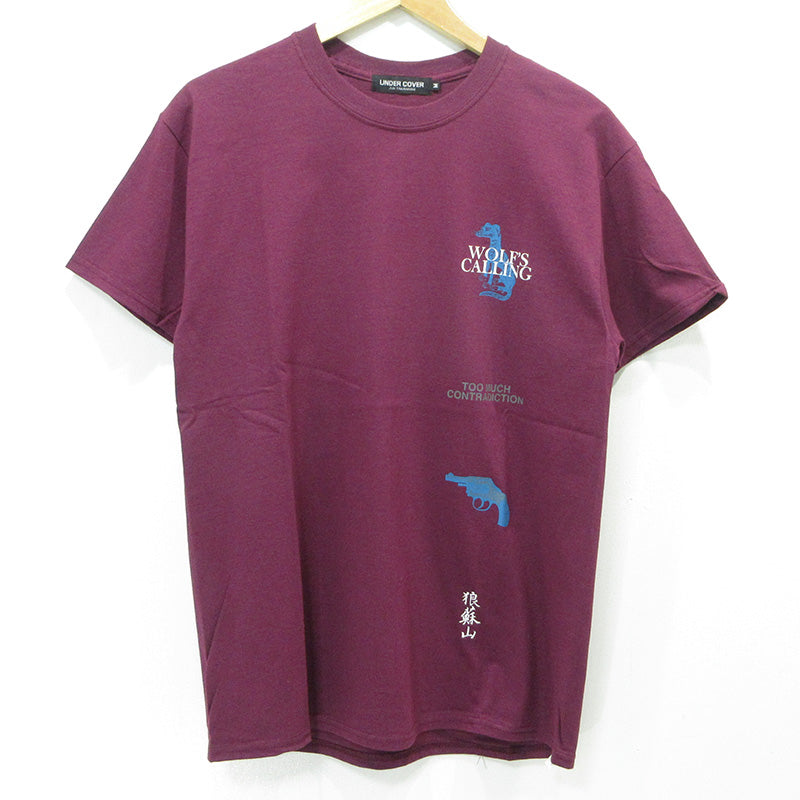 UNDERCOVER | アンダーカバー × 狼煙が呼ぶ 拳銃プリント半袖Tシャツ 映画 半袖Ｔシャツ ワインレッド ボルドー サイズ：M【三重本店】
