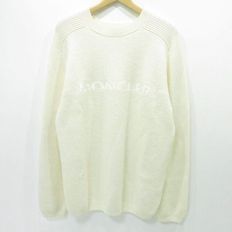 MONCLER | モンクレール GIROCOLLO TRICOT ウール混ロゴプリント長袖ニット セーター F20919C74110 ホワイト アイボリー サイズ：L【三重本店】