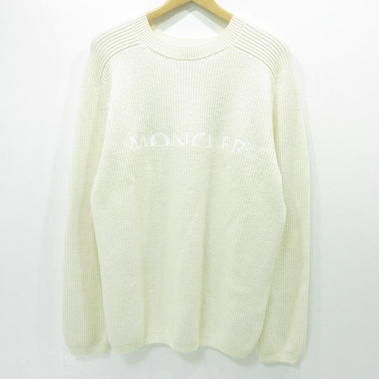 MONCLER | モンクレール GIROCOLLO TRICOT ウール混ロゴプリント長袖ニット セーター F20919C74110 ホワイト アイボリー サイズ：L【三重本店】
