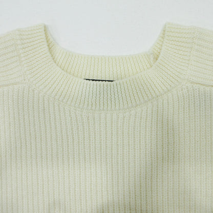 MONCLER | モンクレール GIROCOLLO TRICOT ウール混ロゴプリント長袖ニット セーター F20919C74110 ホワイト アイボリー サイズ：L【三重本店】